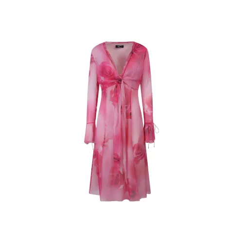 Blumarine Розовые Женские Длинные Платья с Рукавами