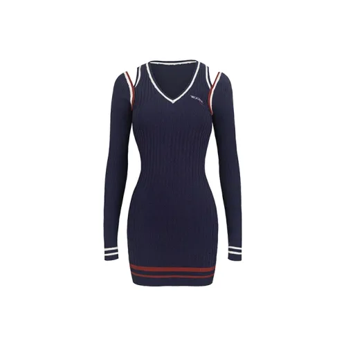 WOOHA Королевский синий Женские Длинные Платья с Рукавами