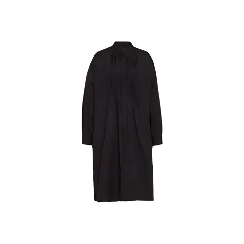 Yohji Yamamoto Черные Женские Длинные Платья с Длинными Рукавами