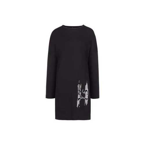 Yohji Yamamoto Черные Женские Длинные Платья с Длинными Рукавами