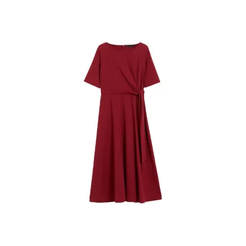 MaxMara Темно-красные Женские Платья с Коротким Рукавом