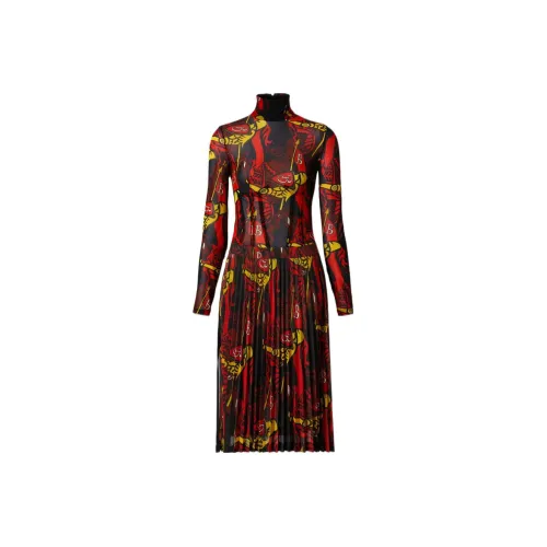 Burberry FW22 Длинное платье с длинными рукавами женское красное