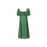 Зелёный с жёлтым цветочным узором