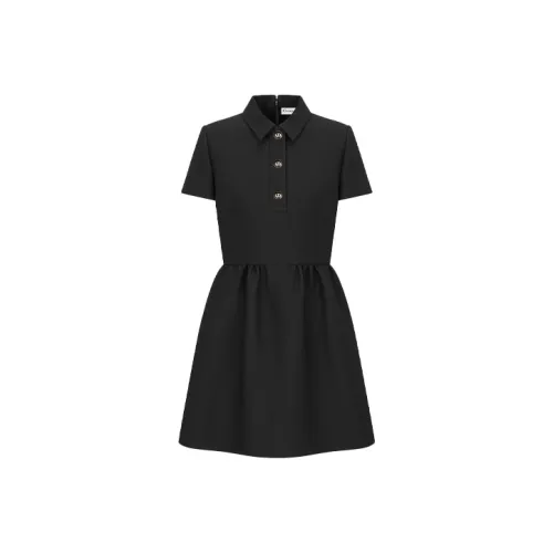 DIOR Quarterly New Products Черные Женские Короткие Платья с Длинными Рукавами