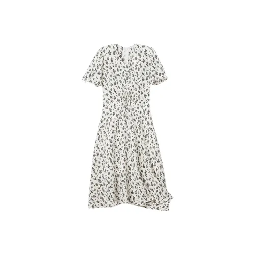 MOPB SS22 V-образный вырез облегающее короткое платье с короткими рукавами цвет белый