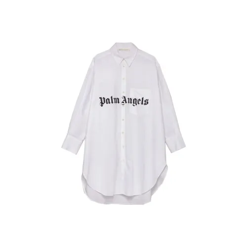 PALM ANGELS Белое Женское Длинное Платье с Рукавами