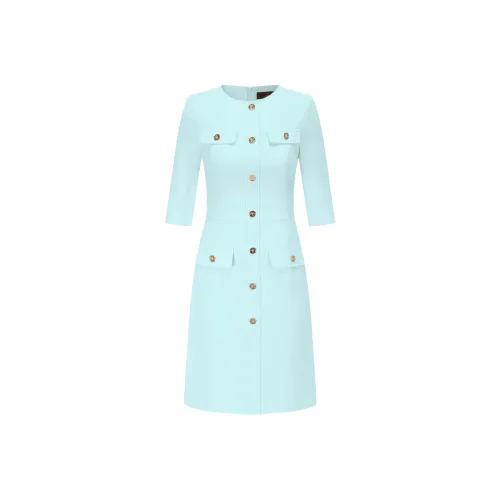 ONE SHALLOW Короткий рукав Платье Женское Зеленое