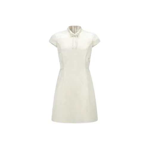 LEDIN Короткий рукав Платье Женское Экрю