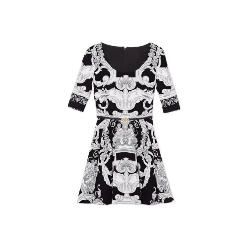 VERSACE Короткое платье с короткими рукавами женское черное