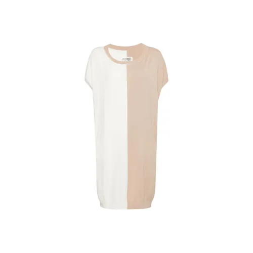 MM6 Maison Margiela совместное брендирование SS24 Короткое платье с короткими рукавами Женское Бежевый Серый Белый