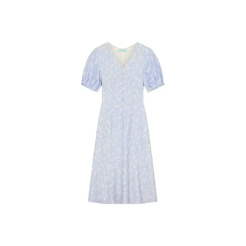 HOWL STUDIO Blue Женские Короткие Платья с Рукавами