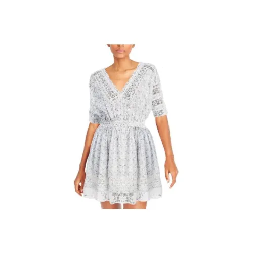 LOVESHACKFANCY Короткий рукав Платье Женское Синие Белые