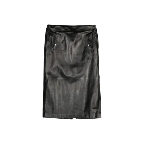 Alexander McQueen SS24 Кожа Длинная Юбка Женская Черная