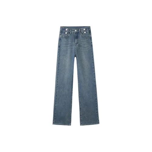 MITUAN Джинсы Женские Винтаж Синий