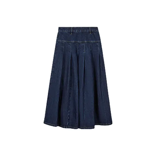 Hotwind Denim Long Skirt Women's Dark Blue