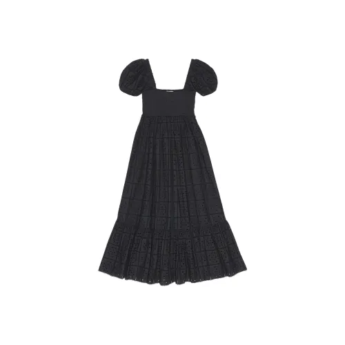 GANNI Черное Женское Короткое Платье с Рукавами