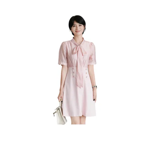 ONE SHALLOW Короткий рукав Платье Женское Розовое