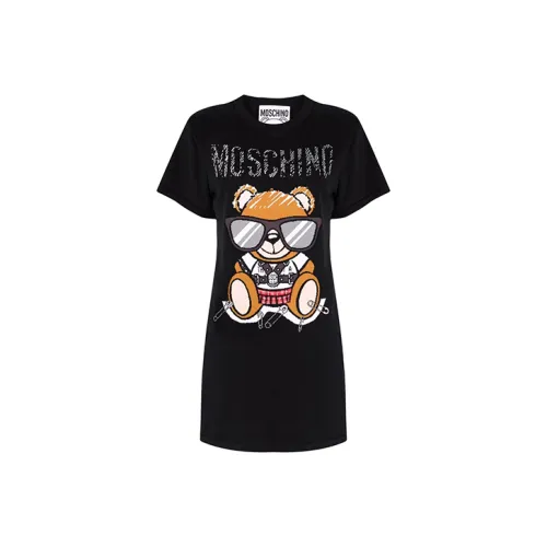 MOSCHINO Черное Женское Короткое Платье с Рукавами