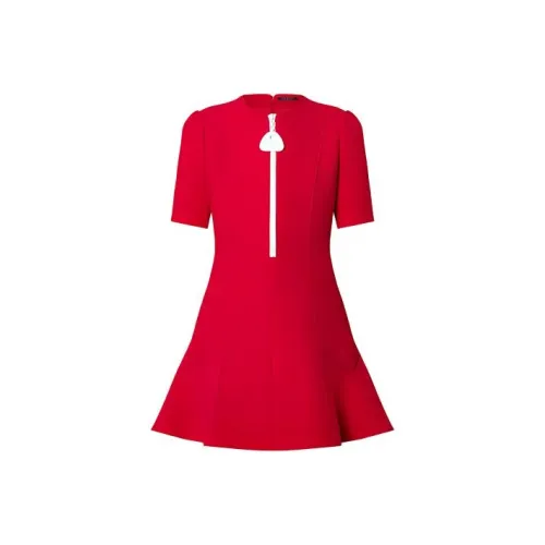 LOUIS VUITTON Короткое платье с короткими рукавами женское красное