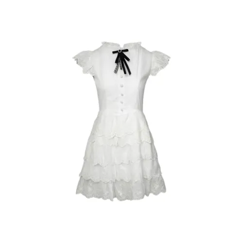 CPAURA Короткое платье с короткими рукавами женское белое