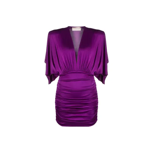 Alexandre Vauthier Фиолетовые Женские Платья с Коротким Рукавом
