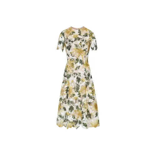 Oscar De La Renta SS24 Короткое платье с короткими рукавами женское желтое