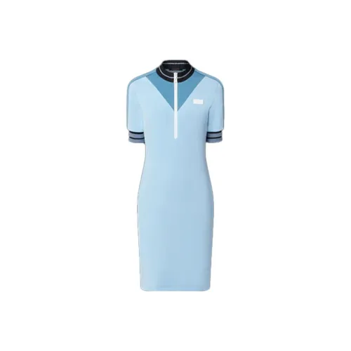 LOUIS VUITTON Новые ежеквартальные продукты LV Синий Женские Короткие Платья с Рукавами