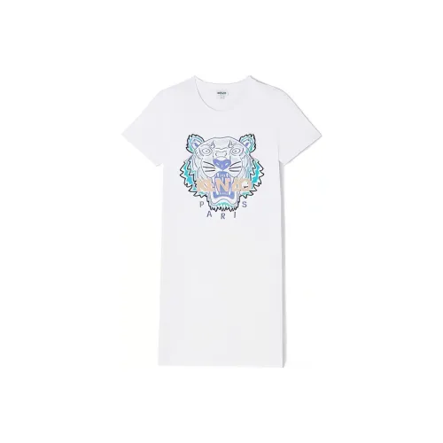 KENZO Белое Женское Короткое Платье с Рукавами