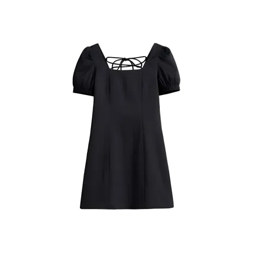 Hopeshow Короткий рукав Платье Женское Черное