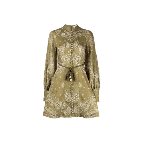 Zimmermann FW22 Длинное платье с длинными рукавами женское зеленое