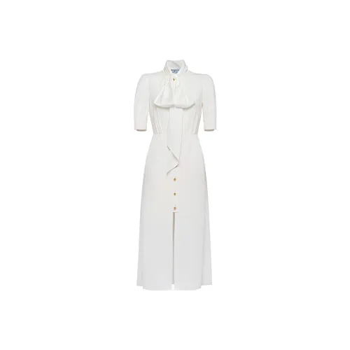 PRADA Белое Женское Короткое Платье с Рукавами