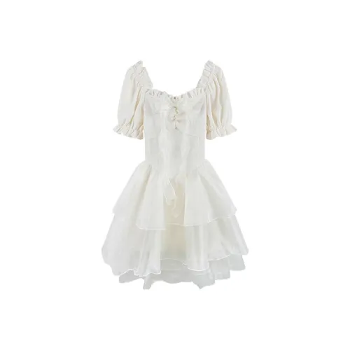 SKYA Короткий рукав Платье Женское Абрикосовое