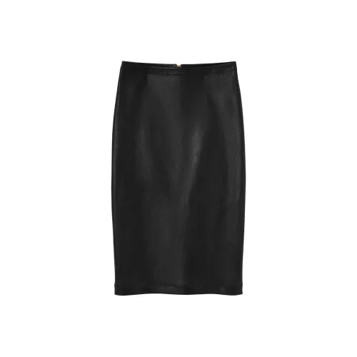 VERSACE SS24 Кожа Длинная Юбка Женская Черная