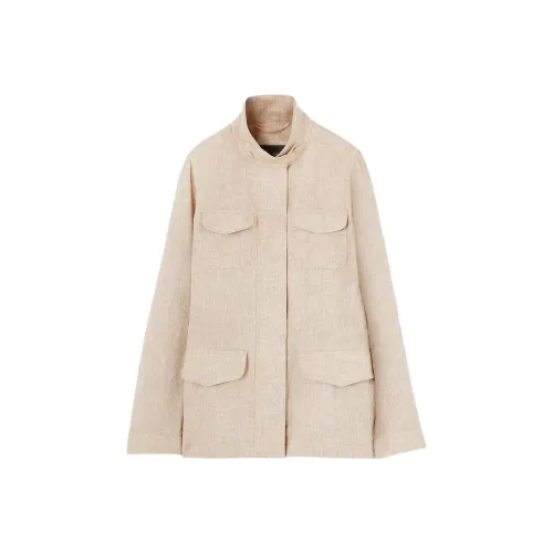 Loro Piana SS25 Traveller Куртки Пальто Женские Сосна Кожа Цвет