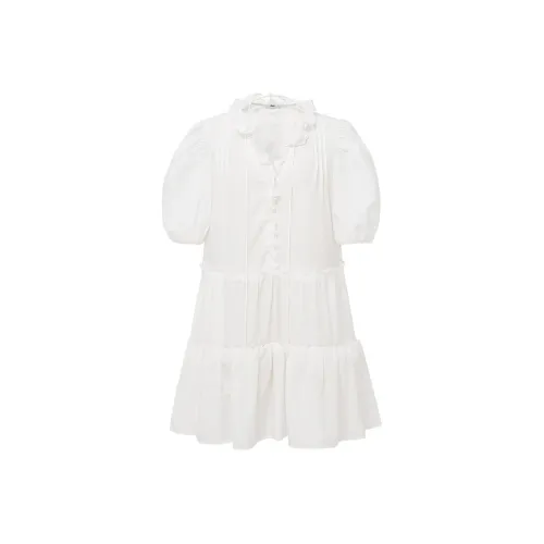 D'zzit Белое Женское Длинное Платье с Рукавами