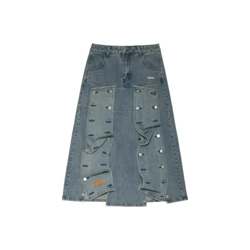 MAMC Синие Женские Джинсовые Длинные Юбки