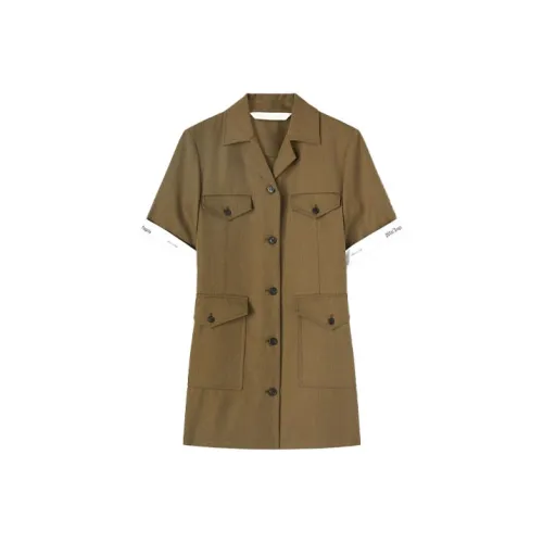 PALM ANGELS Армейский зеленый Женские Платья с коротким рукавом