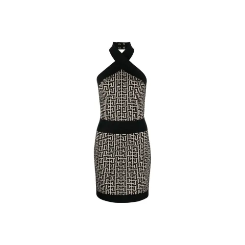 BALMAIN Черное женское платье без рукавов