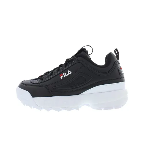 FILA KIDS Disruptor II противоскользящий устойчивый к истиранию низкий топ детские повседневные кроссовки черный подростки