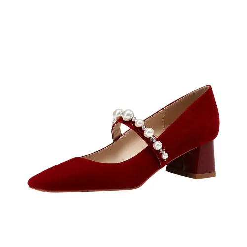 Lan Miao Туфли Мэри Джейн Бургундский 4,5CM Женские