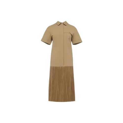 LI NING 1990 Commuter series Верблюжий Хаки Женские Короткие Платья с Рукавами