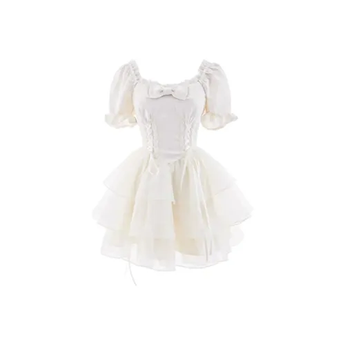 Local Gal Короткий рукав Платье Женское Абрикос