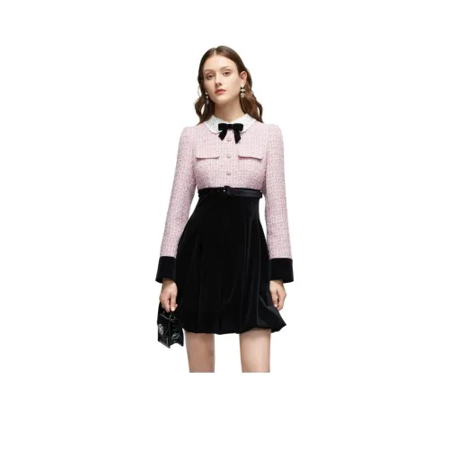 JORYAweekend Длинное платье с длинными рукавами женское черное розовое пэчворк