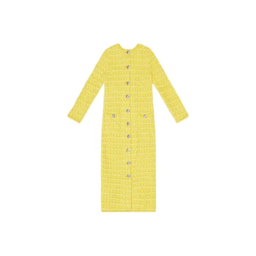 Balenciaga FW22 Длинное платье с длинными рукавами женское желтое