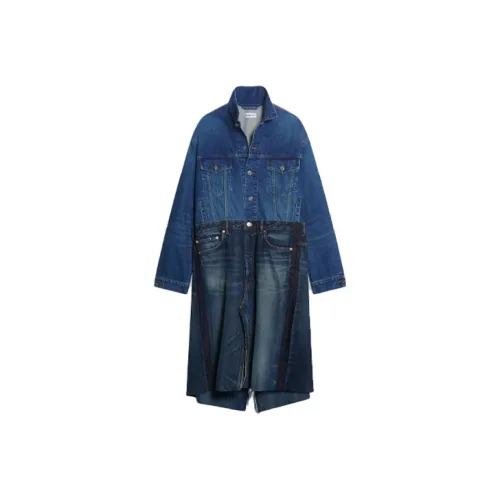 Balenciaga FW21 Длинное платье с длинными рукавами женское синее