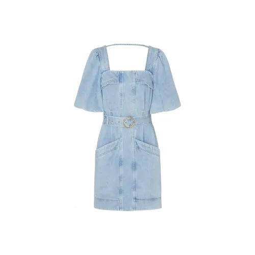 MOCO Короткий рукав Платье Женское Джинсовый Светло-Синий