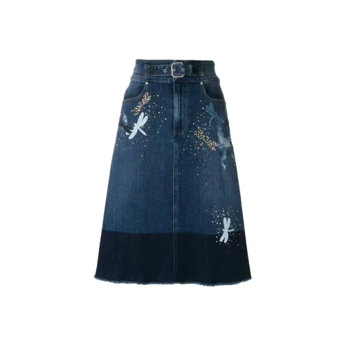 RED VALENTINO Синие Женские Джинсовые Длинные Юбки
