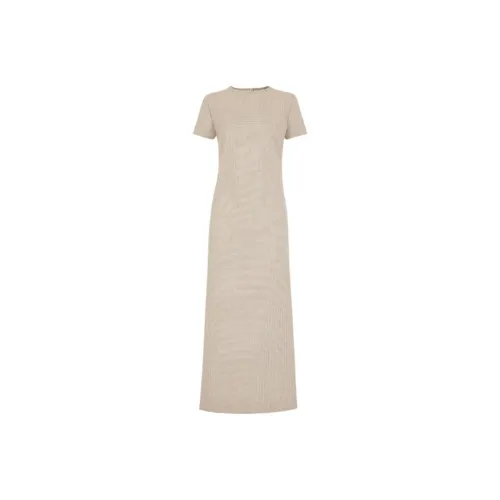 FENDI FW24 Короткое платье с короткими рукавами женское бежевый