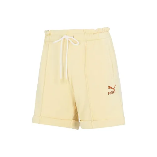 PUMA Повседневные шорты Женские Бежево-желтые