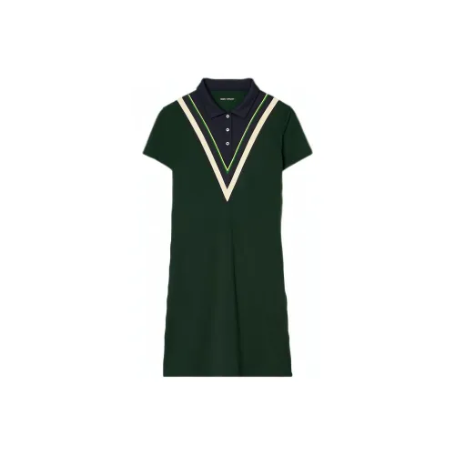 Tory Burch Сосновый зеленый Женские Короткие Платья с Рукавами